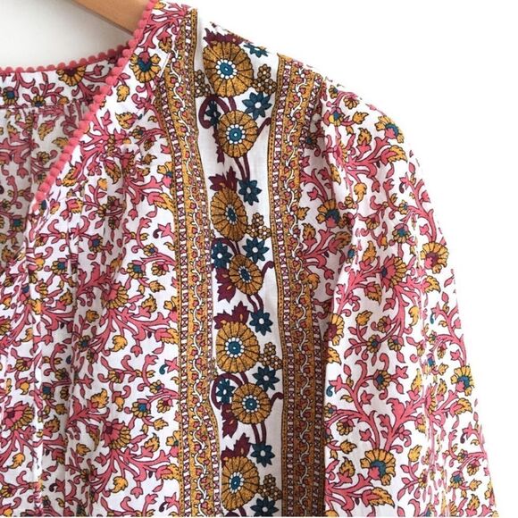 LOFT Beach Peasant Boho Floral Pom Pom Dress Coverup Size Small - Picture 3 of 6